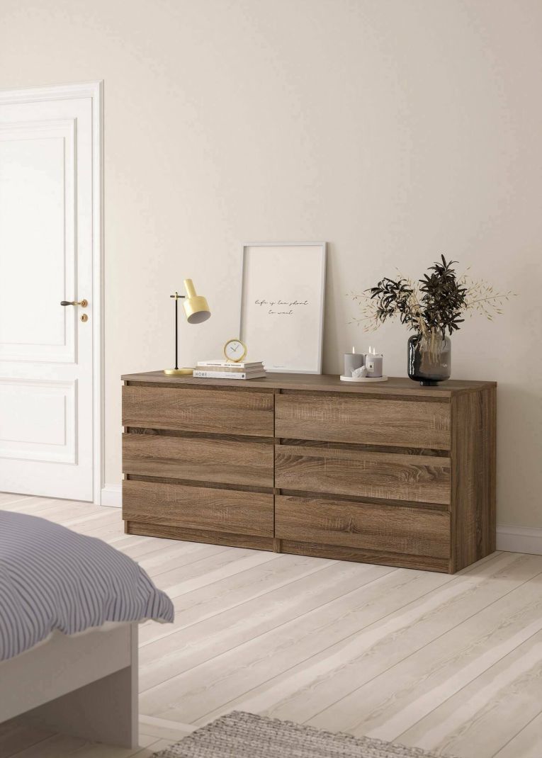 Credenza Marrone Noce 6 Cassetti Apertura Scorrevole 154x50x68h cm, Chiusura Scorrevole - Joyce