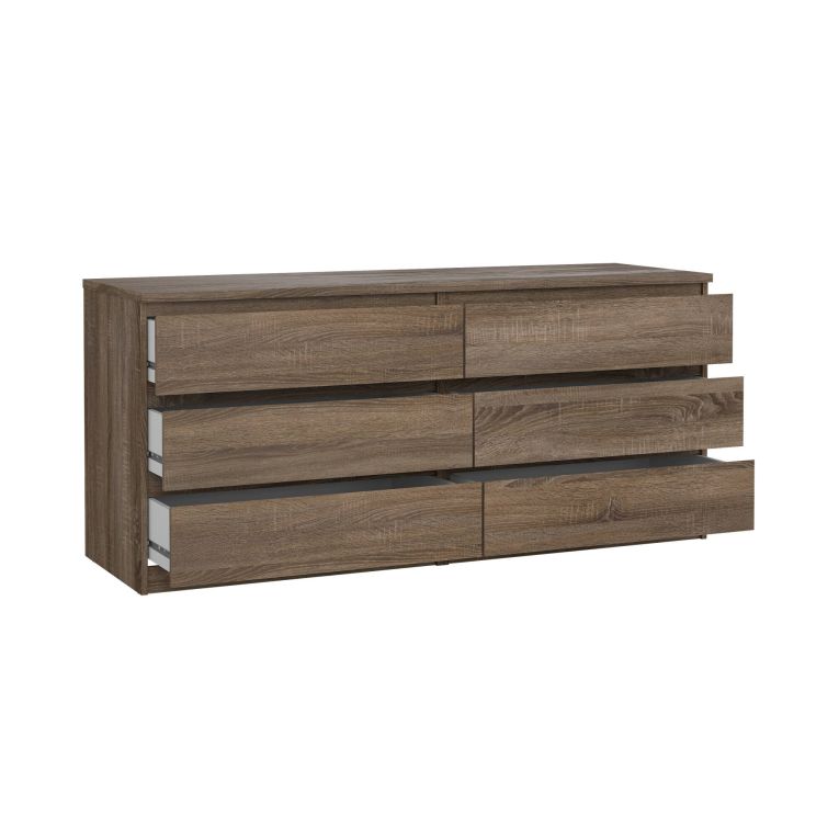 Credenza Marrone Noce 6 Cassetti Apertura Scorrevole 154x50x68h cm, Chiusura Scorrevole - Joyce