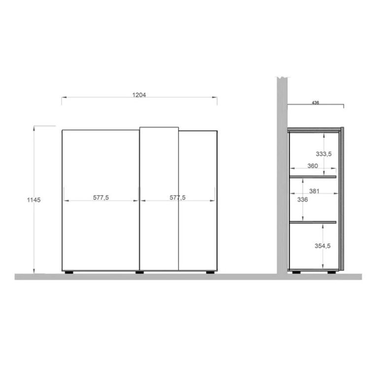 Credenza Marrone Noce Marrone Rovere 4 Ripiani 6 Vani 121x44x114h cm, 2 Ante - Giarole