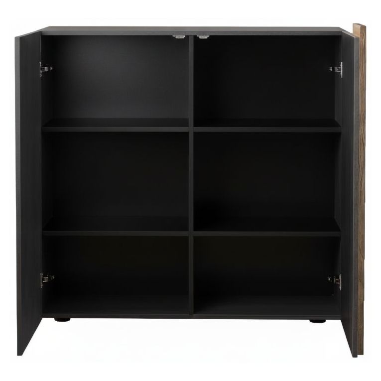 Credenza Marrone Noce Marrone Rovere 4 Ripiani 6 Vani 121x44x114h cm, 2 Ante - Giarole