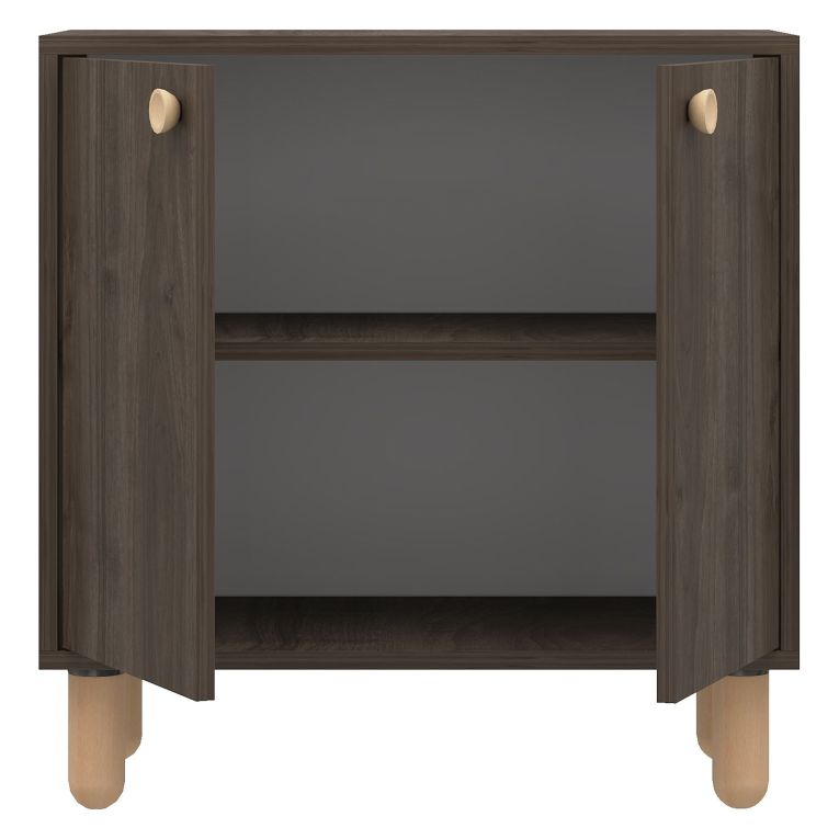 Credenza Marrone Noce Marrone Rovere un Ripiano 2 Ante 72x36x73h cm, 2 Vani - Pontida