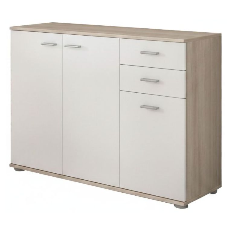 Credenza Marrone Olmo Bianco 2 Cassetti un Ripiano 103x34x74h cm, Apertura Battente - Meldola