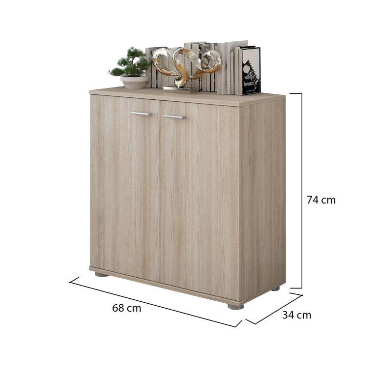 Credenza Marrone Olmo un Ripiano Apertura Battente 68x34x74h cm, 2 Ante - Osteno