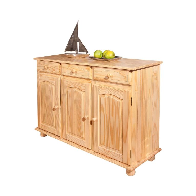 Credenza Marrone Quercia 3 Cassetti un Ripiano 130x43x87h cm, 6 Vani - Gragnano