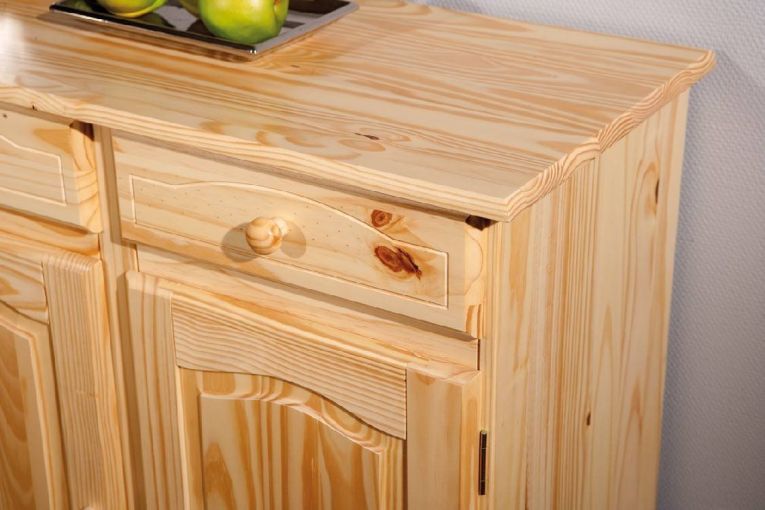Credenza Marrone Quercia 3 Cassetti un Ripiano 130x43x87h cm, 6 Vani - Gragnano
