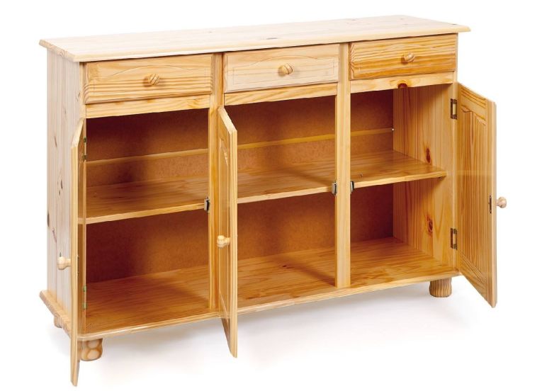 Credenza Marrone Quercia 3 Cassetti un Ripiano 130x43x87h cm, 6 Vani - Gragnano