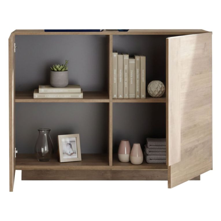 Credenza Marrone Rovere 2 Ripiani 4 Vani 120x44x90h cm, 2 Ante - Introd