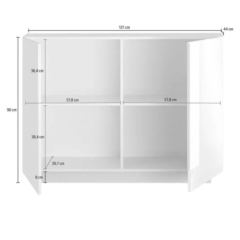 Credenza Marrone Rovere 2 Ripiani 4 Vani 120x44x90h cm, 2 Ante - Introd