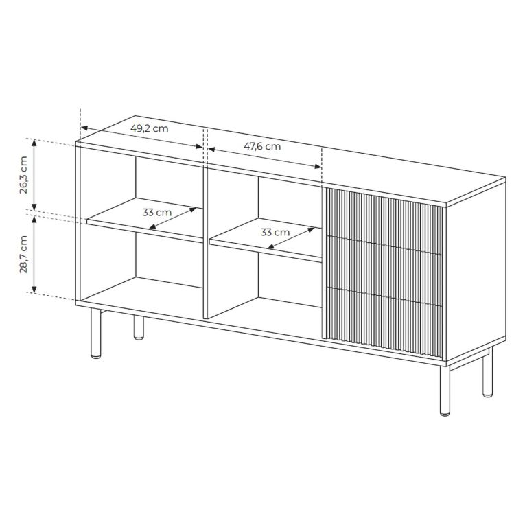 Credenza Marrone Rovere 3 Cassetti 2 Ripiani 154x40x80h cm, Apertura Battente, Scorrevole - Havazami