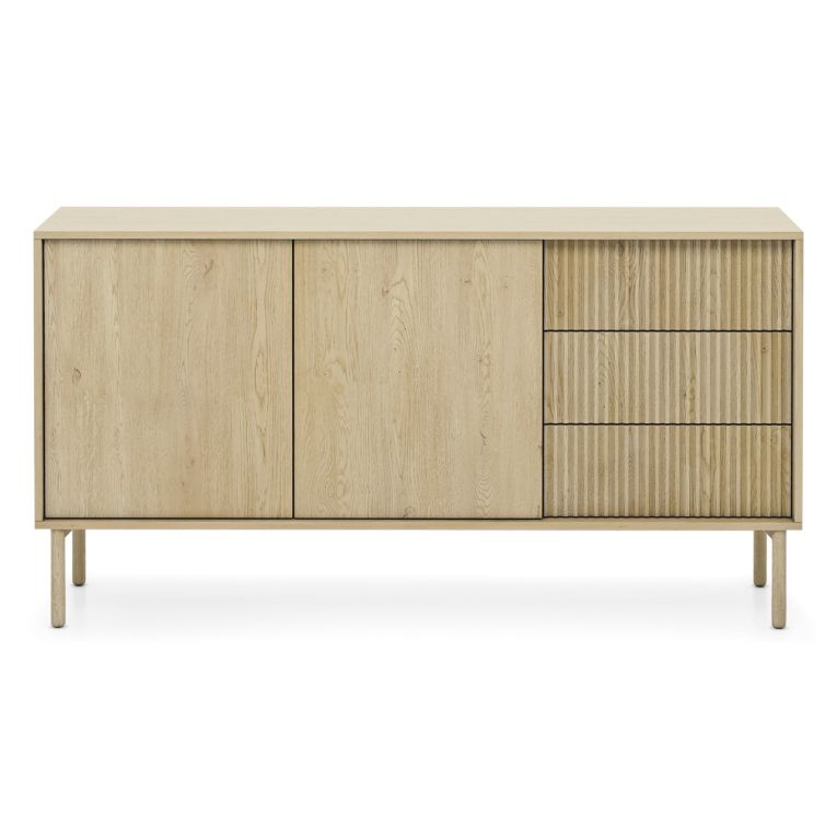 Credenza Marrone Rovere 3 Cassetti 2 Ripiani 154x40x80h cm, Apertura Battente, Scorrevole - Havazami