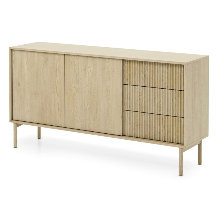 Credenza Marrone Rovere 3 Cassetti 2 Ripiani 154x40x80h cm, Apertura Battente, Scorrevole - Havazami
