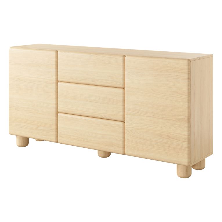 Credenza Marrone Rovere 3 Cassetti 2 Ripiani 160x38x80h cm, Apertura Battente, Scorrevole - Hamonene