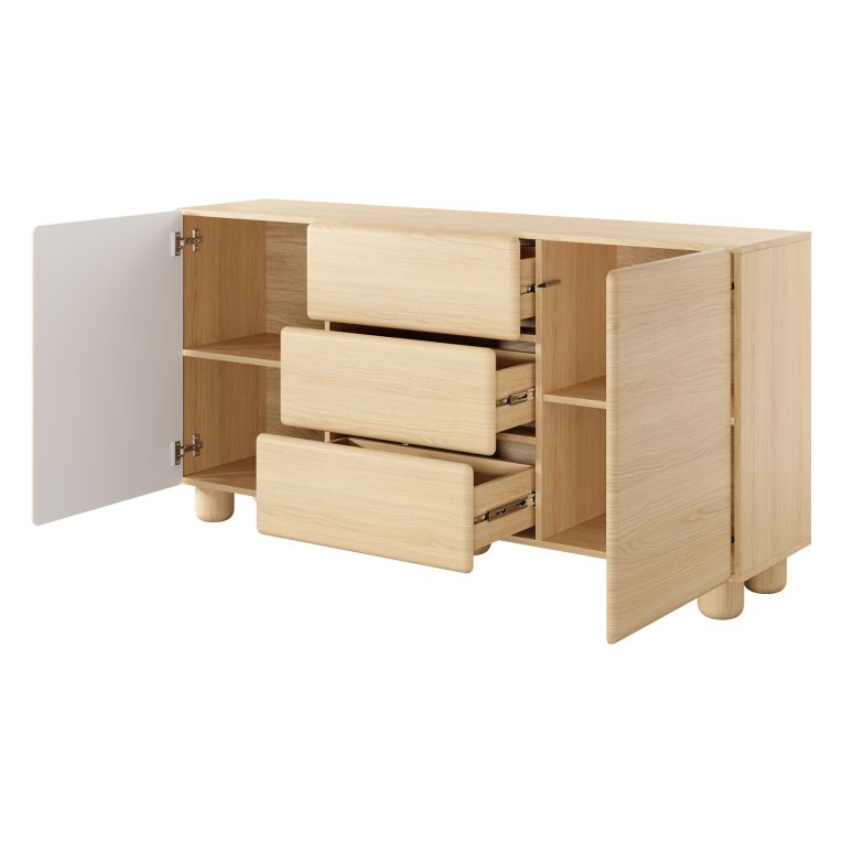 Credenza Marrone Rovere 3 Cassetti 2 Ripiani 160x38x80h cm, Apertura Battente, Scorrevole - Hamonene