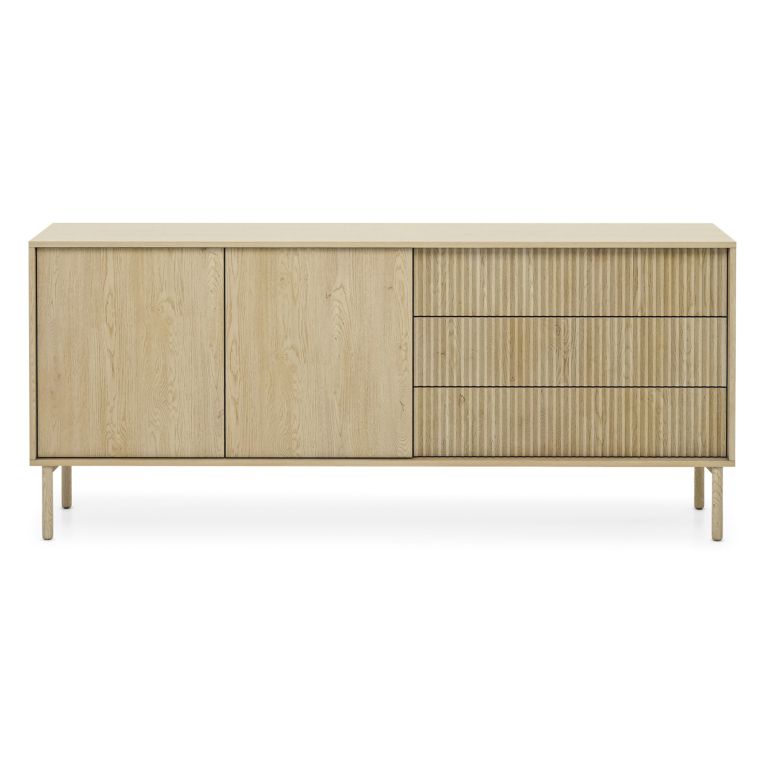 Credenza Marrone Rovere 3 Cassetti 2 Ripiani 187x40x80h cm, Apertura Battente, Scorrevole - Haza