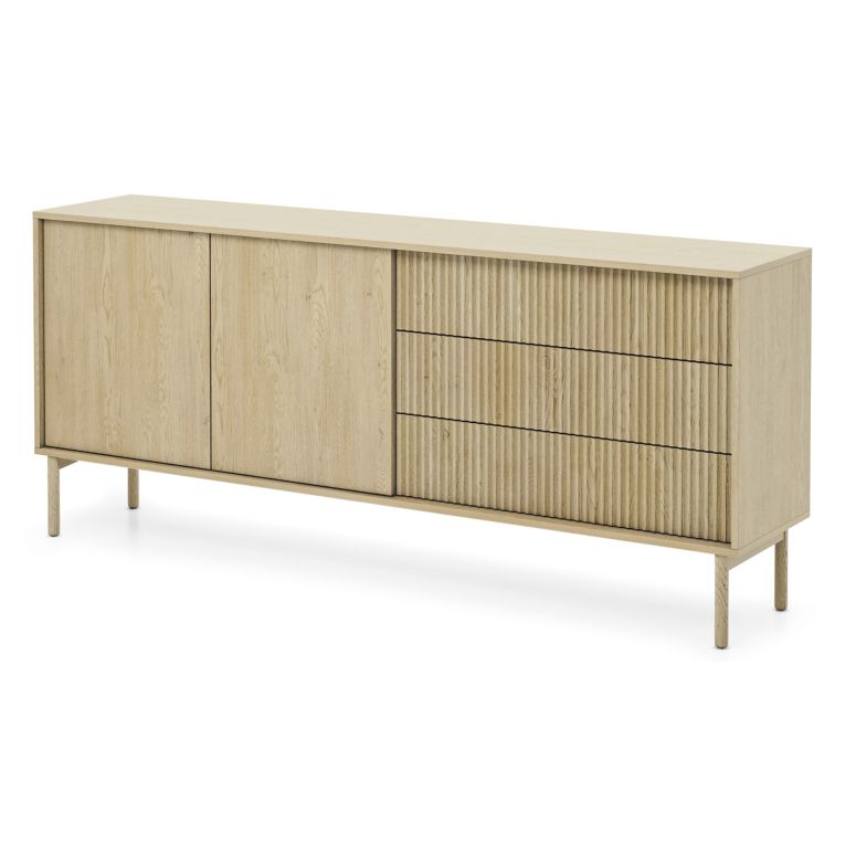Credenza Marrone Rovere 3 Cassetti 2 Ripiani 187x40x80h cm, Apertura Battente, Scorrevole - Haza
