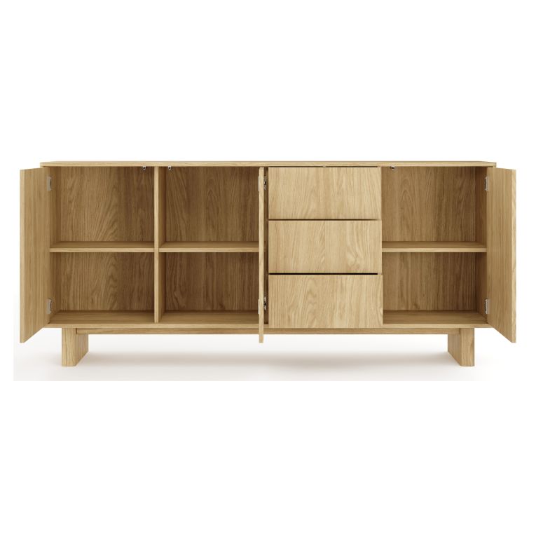 Credenza Marrone Rovere 3 Cassetti 3 Ripiani 183x38x83h cm, Apertura Battente - Hasilo