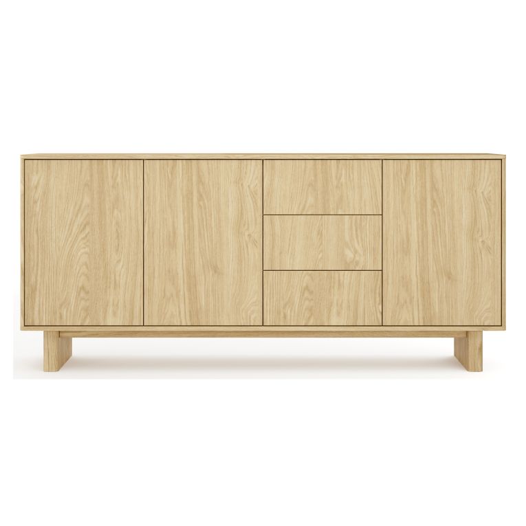Credenza Marrone Rovere 3 Cassetti 3 Ripiani 183x38x83h cm, Apertura Battente - Hasilo