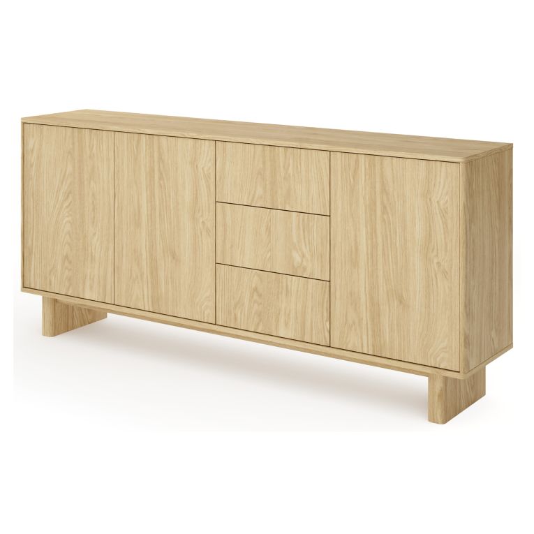 Credenza Marrone Rovere 3 Cassetti 3 Ripiani 183x38x83h cm, Apertura Battente - Hasilo