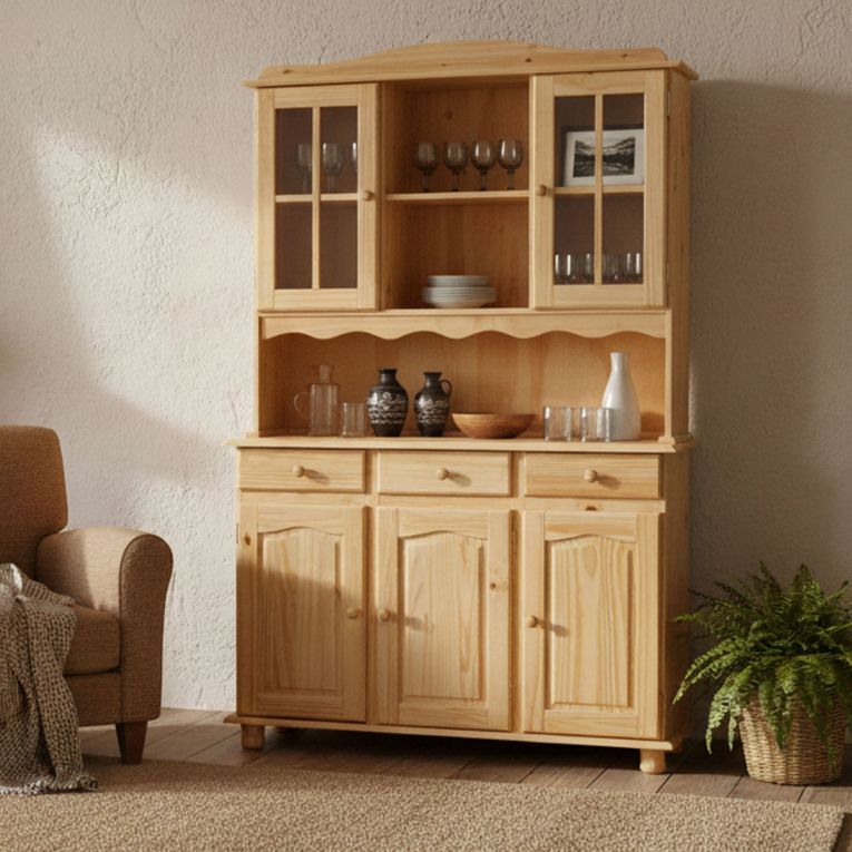 Credenza Marrone Rovere 3 Cassetti 6 Ripiani 130x32x198h cm, 12 Vani - Presezzo