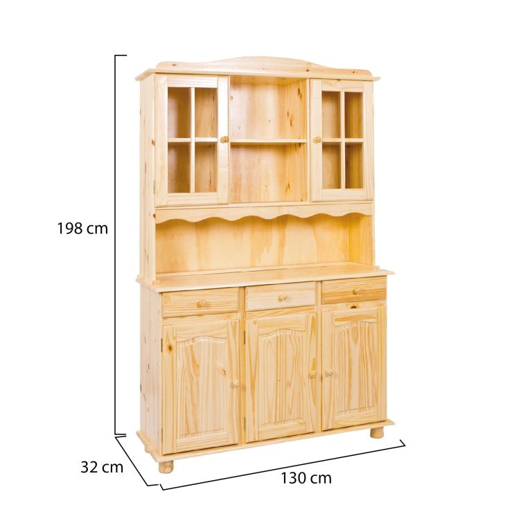 Credenza Marrone Rovere 3 Cassetti 6 Ripiani 130x32x198h cm, 12 Vani - Presezzo