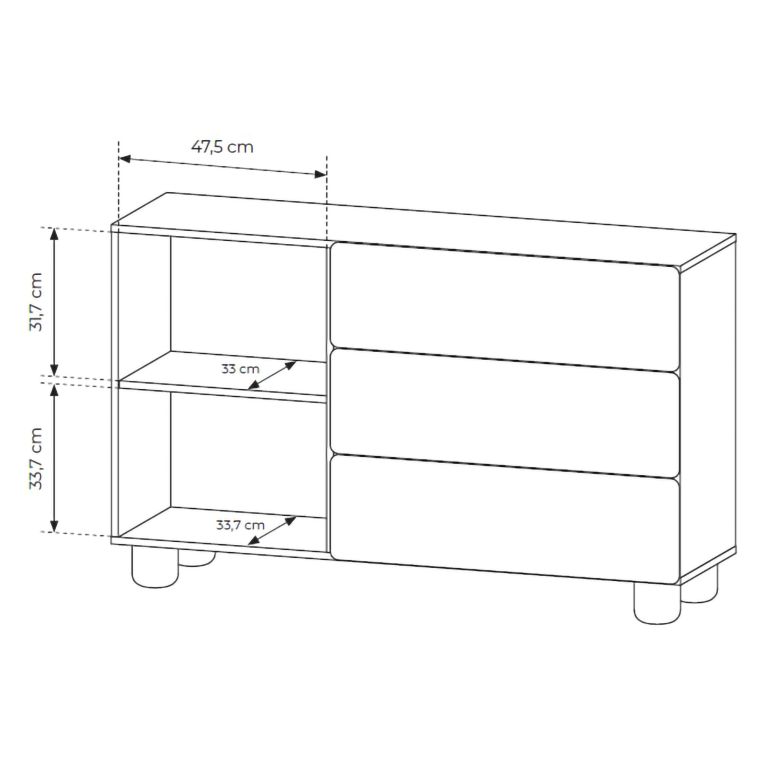 Credenza Marrone Rovere 3 Cassetti un Ripiano 130x38x80h cm, Apertura Battente, Scorrevole - Hanerito