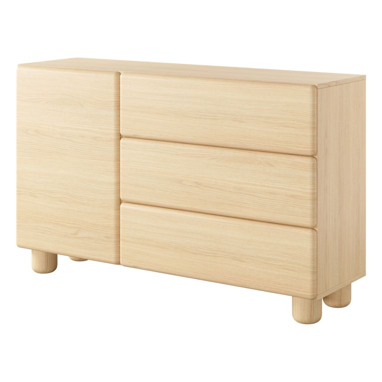 Credenza Marrone Rovere 3 Cassetti un Ripiano 130x38x80h cm, Apertura Battente, Scorrevole - Hanerito
