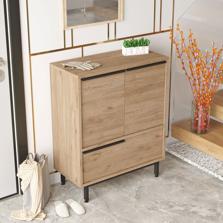 Credenza Marrone Rovere 3 Ripiani 3 Ante 75x36x90h cm, 3 Vani - Rive