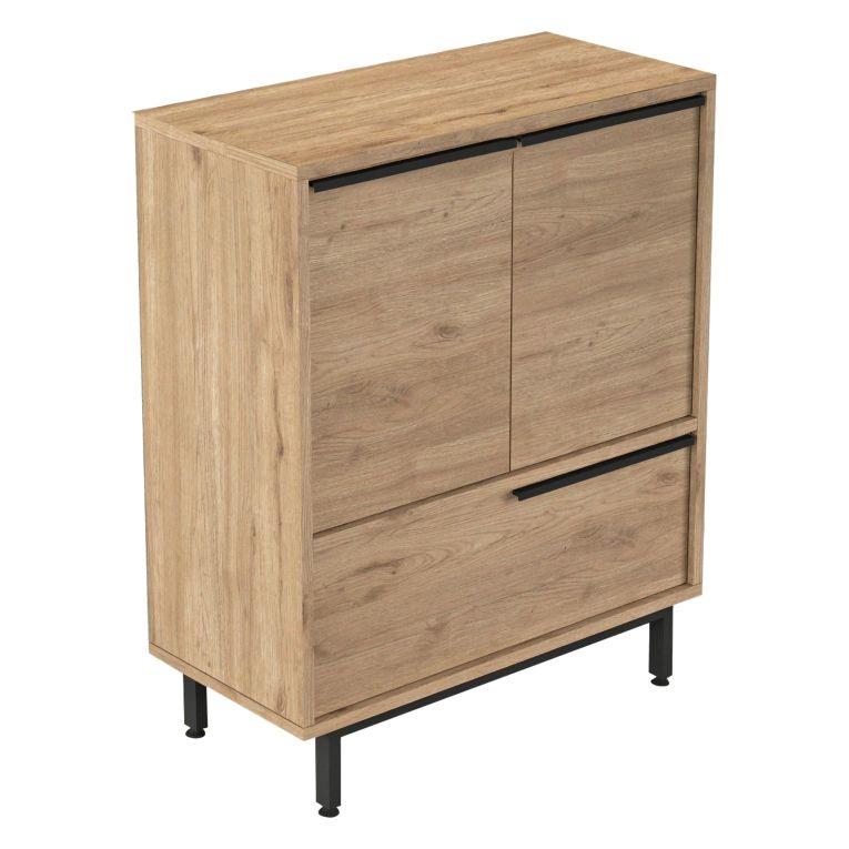 Credenza Marrone Rovere 3 Ripiani 3 Ante 75x36x90h cm, 3 Vani - Rive