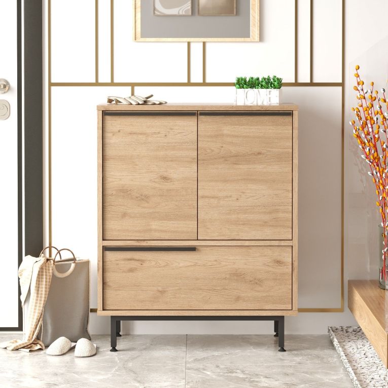 Credenza Marrone Rovere 3 Ripiani 3 Ante 75x36x90h cm, 3 Vani - Rive