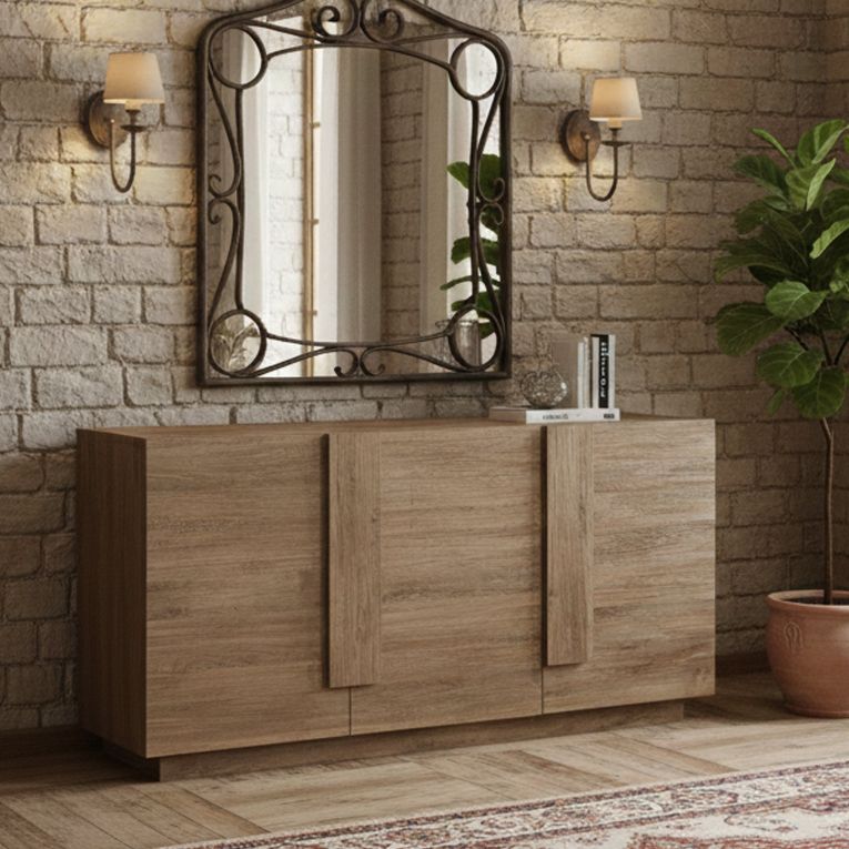 Credenza Marrone Rovere 3 Ripiani Apertura Battente 182x44x90h cm, 3 Ante - Malosco