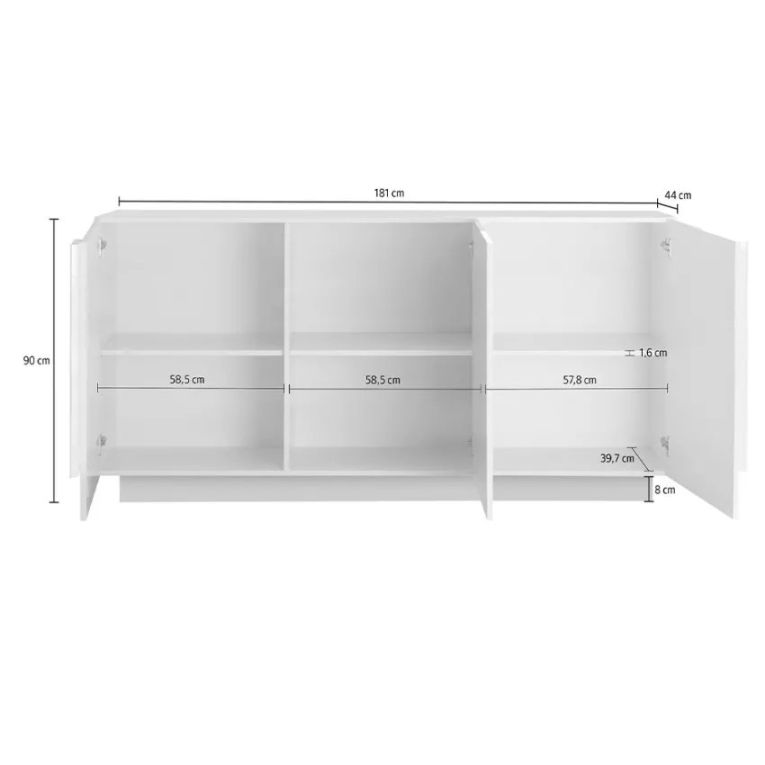 Credenza Marrone Rovere 3 Ripiani Apertura Battente 182x44x90h cm, 3 Ante - Malosco
