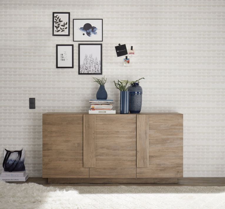 Credenza Marrone Rovere 3 Ripiani Apertura Battente 182x44x90h cm, 3 Ante - Malosco