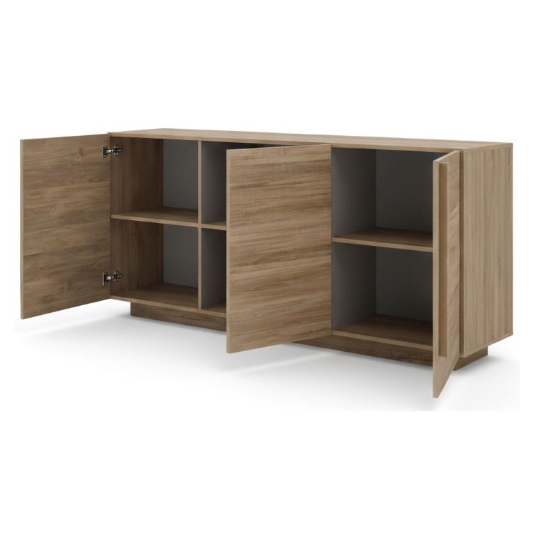 Credenza Marrone Rovere 3 Ripiani Apertura Battente 182x44x90h cm, 3 Ante - Malosco
