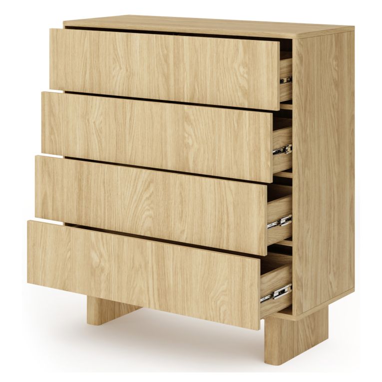 Credenza Marrone Rovere 4 Cassetti un Ripiano 94x38x104h cm, Apertura Scorrevole - Hasavato