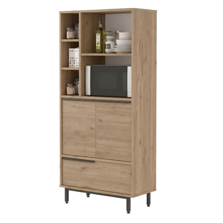 Credenza Marrone Rovere 4 Ripiani 3 Ante 75x36x162h cm, 7 Vani - Cinisi