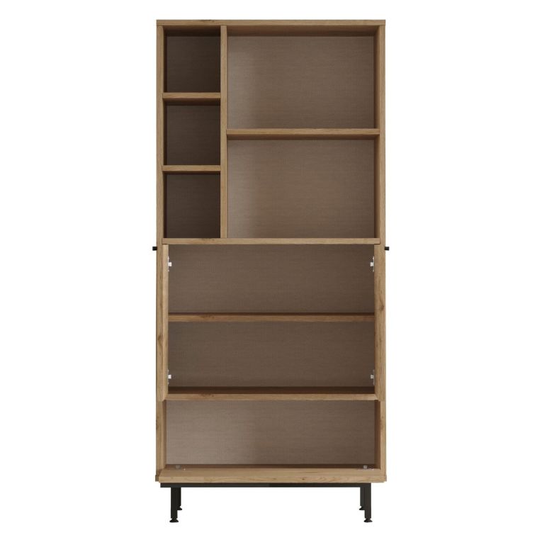 Credenza Marrone Rovere 4 Ripiani 3 Ante 75x36x162h cm, 7 Vani - Cinisi