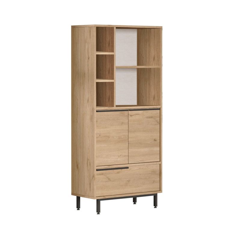 Credenza Marrone Rovere 4 Ripiani 3 Ante 75x36x162h cm, 7 Vani - Cinisi