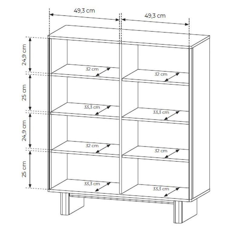 Credenza Marrone Rovere 4 Ripiani Apertura Battente 104x38x124h cm, 4 Ante - Hasareti