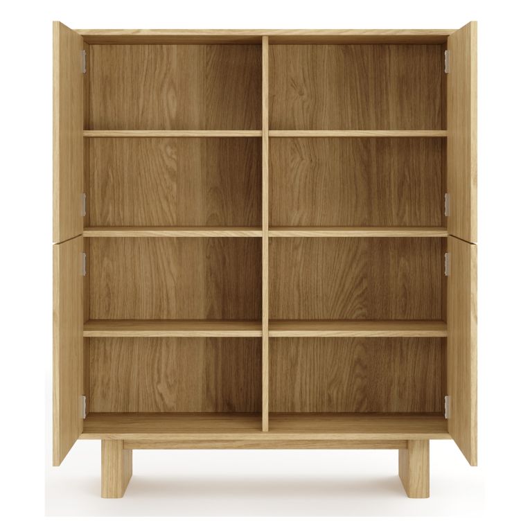 Credenza Marrone Rovere 4 Ripiani Apertura Battente 104x38x124h cm, 4 Ante - Hasareti