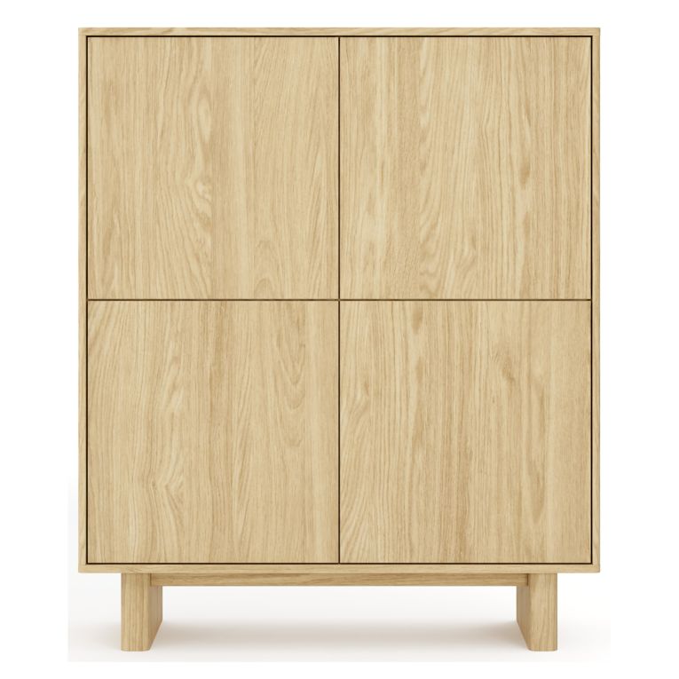 Credenza Marrone Rovere 4 Ripiani Apertura Battente 104x38x124h cm, 4 Ante - Hasareti