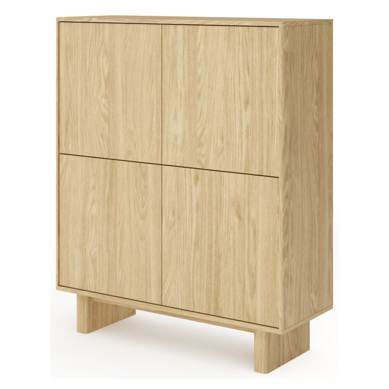 Credenza Marrone Rovere 4 Ripiani Apertura Battente 104x38x124h cm, 4 Ante - Hasareti