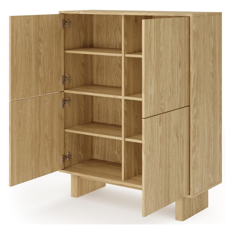 Credenza Marrone Rovere 4 Ripiani Apertura Battente 104x38x124h cm, 4 Ante - Hasareti
