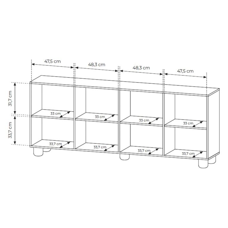 Credenza Marrone Rovere 4 Ripiani Apertura Battente 200x38x80h cm, 4 Ante - Hamomole