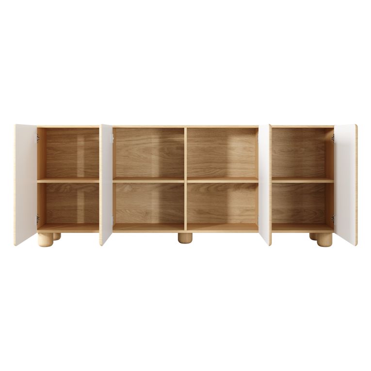 Credenza Marrone Rovere 4 Ripiani Apertura Battente 200x38x80h cm, 4 Ante - Hamomole