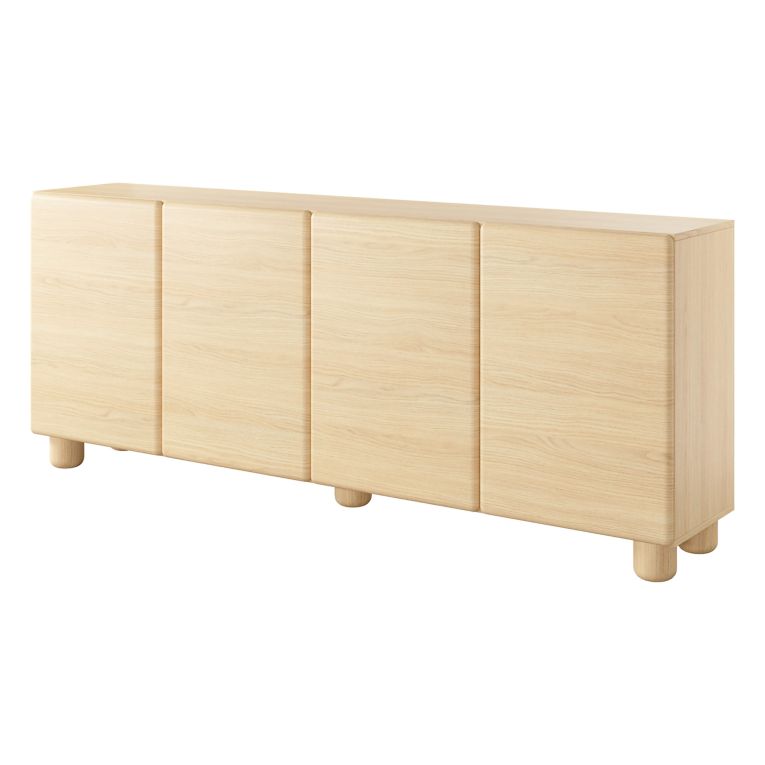Credenza Marrone Rovere 4 Ripiani Apertura Battente 200x38x80h cm, 4 Ante - Hamomole