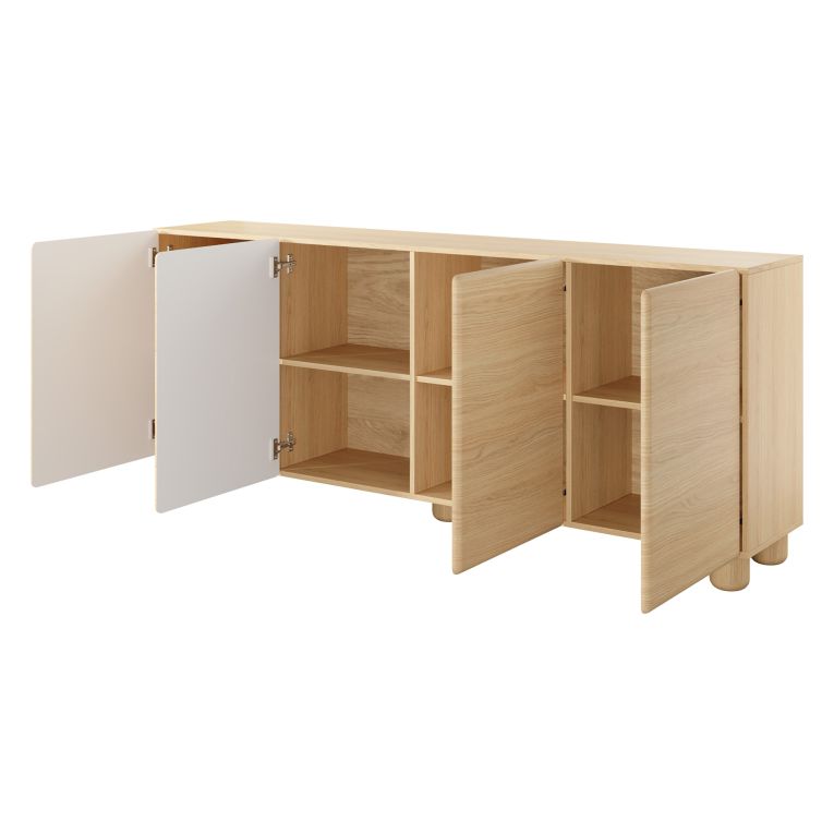 Credenza Marrone Rovere 4 Ripiani Apertura Battente 200x38x80h cm, 4 Ante - Hamomole