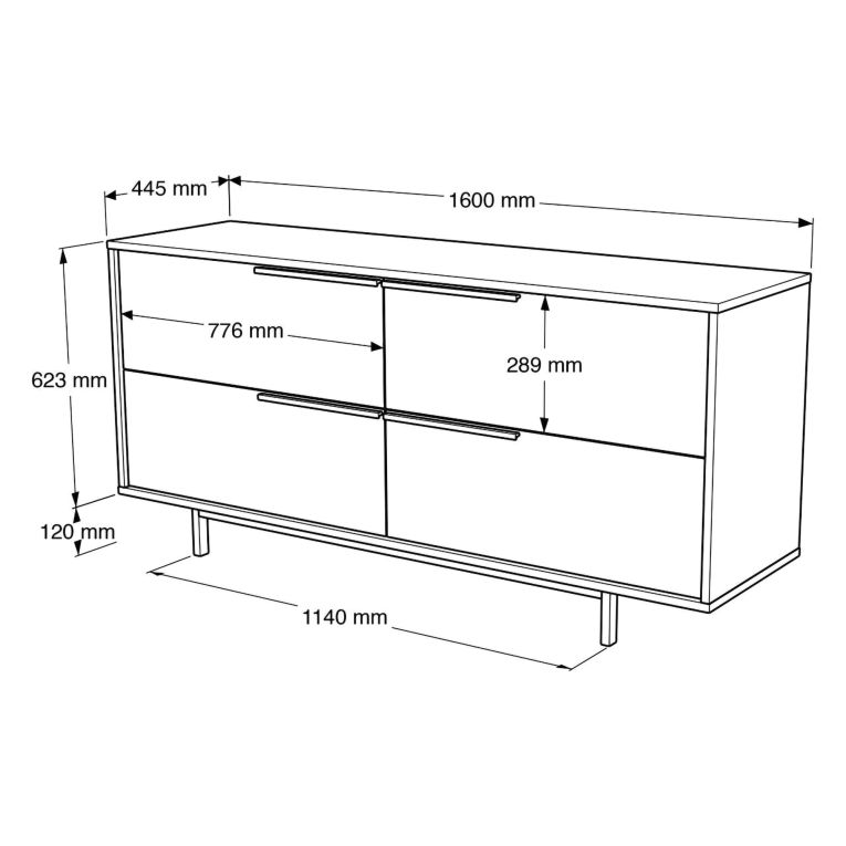 Credenza Marrone Rovere 4 Vani 4 Ante 160x45x74h cm, Apertura a Ribalta - Follo