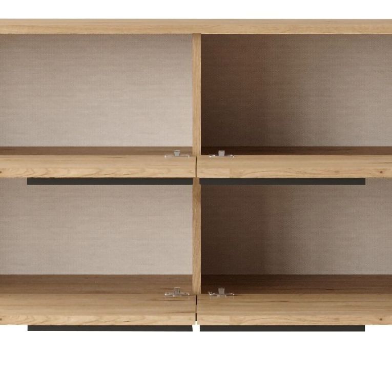 Credenza Marrone Rovere 4 Vani 4 Ante 160x45x74h cm, Apertura a Ribalta - Follo