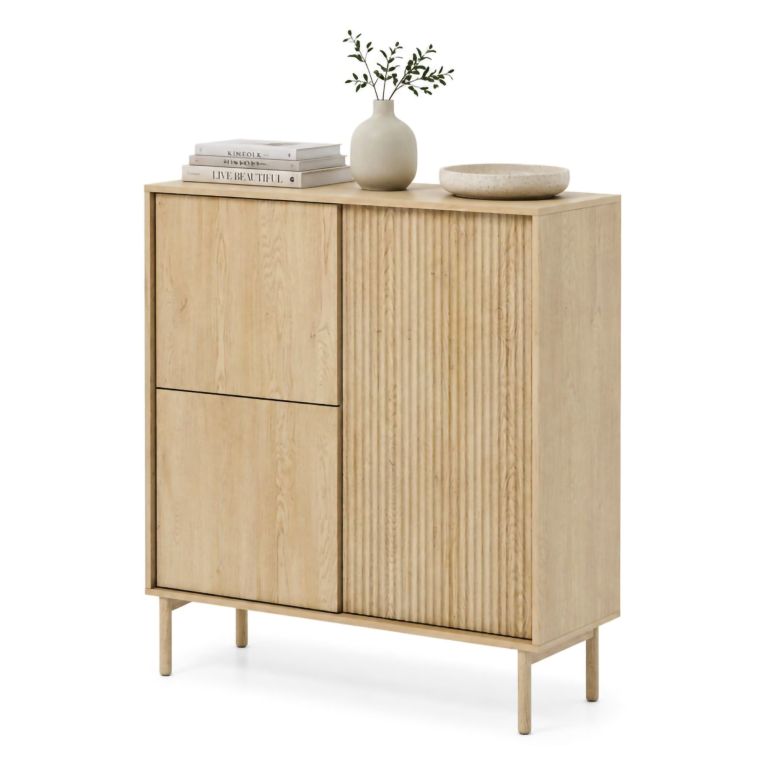 Credenza Marrone Rovere 5 Ripiani Apertura Battente 104x40x122h cm, 3 Ante - Hatote
