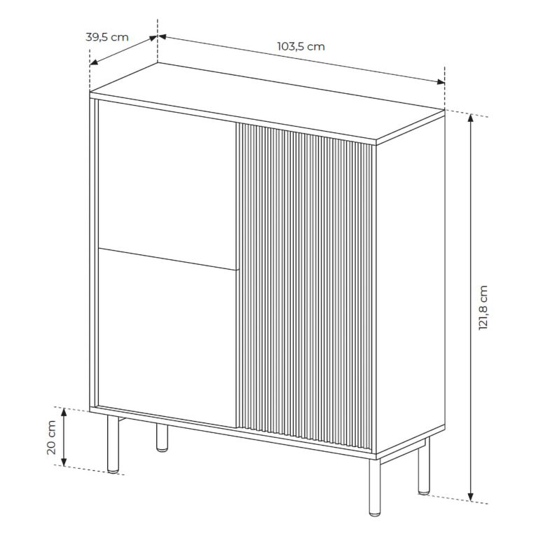 Credenza Marrone Rovere 5 Ripiani Apertura Battente 104x40x122h cm, 3 Ante - Hatote